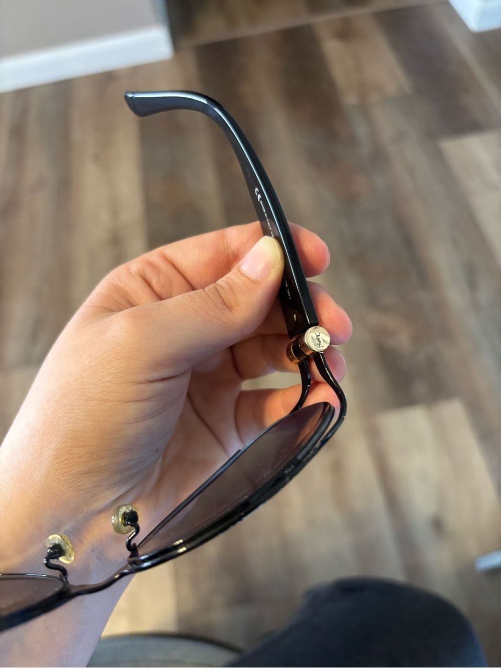 Yves Saint Laurent Black Sunglasses with Gold Accents - Picture 11 of 11